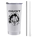 タンブラー チャイルド プレイ チャッキー マグカップ 水筒 魔法瓶 タンブラー コーヒーカップ 600ml ロック式飲み口 真空断熱 ふた付き ステンレスタンブラー 大容量 二層構造 保冷 保温 車用 アウトドア オフィス