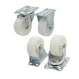 ホイール，SODIAL(R)1.5"白いホイール　シルバートーン　金属トッププレート　固定スイベルキャスターセット　4