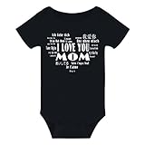 Amberetech　ベビーロンパース　半袖　男女兼用　夏　　黒　白　0～6ヶ月設定　ベビーボディスーツ 女の子 男の子 (S, 黒mom)