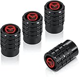 マツダ エアバルブキャップ 高級合金 車 自動車 バイク用 タイヤバルブ 4個入 (マツダ, 黒)