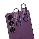 Xperia 1 VII カメラフィルム【アルミ合金製+強化ガラス】レンズ 保護カバー 耐衝撃 露出オーバー防止 全面保護 高透過率レンズ保護フィルム [2枚] (パープル)