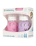 Lifefactory BPA-Free Glass Baby Bottle Gift Set with Two 4-Ounce Glass Bottles and Silicone Teether,