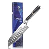 Sunnecko 包丁 三徳包丁 小三徳 130MM ダマスカス 73層 ステンレス 鋼 家庭用 キッチン ナイフ 果物ナイフ 万能包丁 野