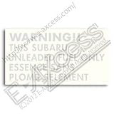Warning フュエル ステッカー SUBARU (シルバー)