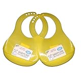2 x Soft Plastic Food Catcher Wipe Clean Baby Bib (Yellow) by Beautiful Beginnings