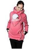 Onuneed(オンユニード) 厚手 マタニティ ロングパーカー マルチ防寒 マタニティウェア ダッカー付き ベビーキャリア に最適 産後用 (L, ピンク) [並行輸入品]