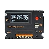 ECO-WORTHY 10A 12V 24V LCDソーラー充電コントローラ ラソーラーパネル 自動調整スイッチ 過負荷保護 温度補償