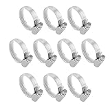 uxcell ホースクランプフープ 21mm-44mm ディア範囲 201ステンレススチール ドイツ式 10個入り
