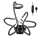 多機能はんだツール アップグレード フレキシブルヘルプハンドハンダ、第3手、はんだ付けステーションツール（LED拡大鏡 +ノンスリップアルミベース+ 6手を助ける+ 360度回転クリップ）