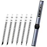 ROWCES インテリジェント電気はんだごて ポータブルはんだ付けステーション 0.87inch OLEDディスプレイ アルミニウム合金ハウジング 温度調整 入力電圧調整機能付き