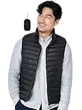 Bvaeocl ダウンベスト メンズ インナーダウンベスト Vネック 立ち襟 軽量 防寒 暖かい ウルトラライト ベスト 収納袋付き BV49 (2XL, (立ち襟)ブラック)