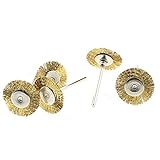 uxcell ワイヤーブラシ ポリッシュ ホイール 25mmコッパー パッド メタル ストレート シャンク ホイール 5本入り