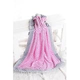 Bacati Bright Pink Ikat Zigzag Chevron with Grey Border Plush Blanket, Bright Pink/Grey, 30 x 40 by 