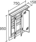 LIXIL(リクシル) INAX ピアラ ミラーキャビネット MAR2-753TXJU