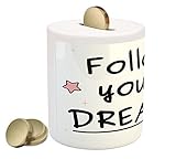 引用符コインボックスBank by lunarable、" Follow Your Dreams " Magic Sticks StarsテキストSimple Hand Writingスタイル、印刷セ