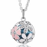 [夏フラワー] Eudora Harmony Bola 20 mm Angel Callerペンダント30インチ祈りネックレス、シルバーメッキ