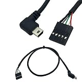 Rosebe USB 5ピン、マザーボードケーブル 5ピン 1ポート L型90度Mini 5 Pin オス 左向ポート デュアル データ転送、Mini 5 Pin パネルマウント型変換ケーブル