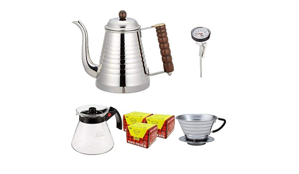 Amazon カリタ コーヒーポット ウェーブポット ウェーブドリッパー185 フィルター 温度計 サーバーセット ドリップポット オンライン通販