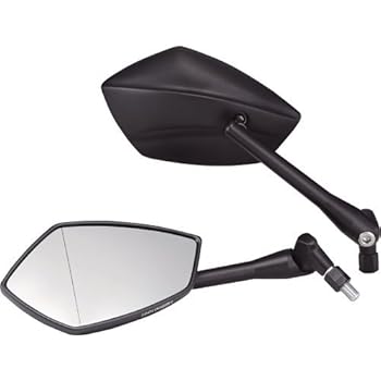 キジマ(Kijima) TECH(テック)03異形5角タイプミラー ブラック艶消し シルバー/ブラック アルミキャスト クリア鏡面 左側 正ネジ10㎜ ミラーサイズ85X140㎜(新基準面積対応) 203-8042