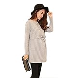 Asia Color 授乳服 産前 産後 妊婦用 リボン ボーダー パジャマ 重ね着風 マタニティ トップス 授乳口付 (L-XL, グレイ)