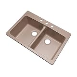Dekor Sinks 89315Q Westwood Composite Granite Double Bowl Kitchen Sink with Three Holes, 33-Inch, De