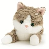 グレー猫 ぬいぐるみ ふわふわ 動物 どうぶつ 可愛いぬいぐるみ 誕生日 プレゼント ギフト 約30cm (グレー猫, 小さい)