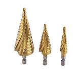 OUNONA チタンステップドリルビットスパイラルグルーブ高速スチール六角シャンク4-32mm 4-20mm 4-12mm、バッグ付き15 9 5ステップ合計29ステップ