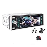 1 Din 5.1インチカーステレオBluetoothラジオIPS HDタッチスクリーンFM/AM/RDS、AI音声MP3プレーヤー、音声ステアリングホイールコントロール、AUX SD 4 USB IOS Androidミラーリンク4LEDカメラ+マイク+ USB DVR付き