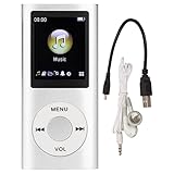 ミニMP3プレーヤー MP3音楽プレーヤー 子供用mp3プレイヤー 多機能音楽プレーヤー ミュージックプレイヤー ラジオ機能 ポータブル 1.8インチHDスクリーン (銀)