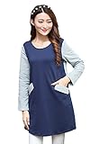 (ポルトプエルト) Porto Puerto バイカラー Aライン 長袖 綿 ポケット ワンピース 妊婦 マタニティ [海外直送品] (M, ネイビーA)