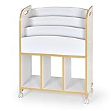 タンスのゲン BabyDays(ベビーデイズ) 絵本ラック 3段 キャスター付き ホワイト×ナチュラル 33600001 01