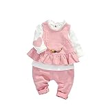 子供上下セット服 女の子 服 長袖 秋 Pojour Tシャツ＆ロングパンツ 可愛いキャミソー ルグリッドブラウス 暖かい ベビールームウェア 子供3セット 丸首 普段着 カジュアル スポーツ 旅行 