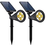 URPOWER Solar Lights 2-in-1 Solar Powered 4 LED Adjustable Spotlight Wall Light Landscape Light Brig