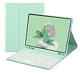 かわいい Fire HD 10 第13世代 キーボードケース 丸型キー 2023年型 Fire HD 10 11インチ タブレット キーボード付き カバー マグネット 分離式 Bluetoothキーボード (Fire HD 10（2023）, 薄緑)