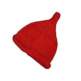 Seliyi とんがりニット帽 ニット帽 キッズ帽子 帽子 柔らかニット帽 キャップ かわいい 子ども 女の子 男の子 秋 冬 シンプル カラバリ 赤ちゃん ベビー キッズ 子供用 男女兼用 (レッド