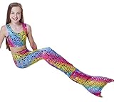 (ビグッド)Bigood 子供水着 女の子 ガールズ 人魚姫変装 ビキニ セパレート スイムウェア 3点セット 写真服 撮影服 人魚コスチューム スイミング 水遊び 温泉 虹*130