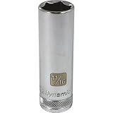 Dynamic Tools D016522 1/2 Drive 6 Point SAE Socket with 11/16 Deep Length, Chrome Finish by Dynamic 