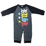 (ラスク) RUSK ベビー カラフル ロゴ ロンパース　チャコール　80cm