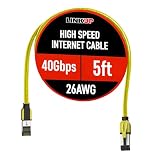 LINKUP– [40Gbps認証済み] Cat8イーサネットパッチケーブル二重シールド| 26AWG 2000MHz（2GHz）Cat8.1 | Cat7A、Cat7、Cat6A、25G、10G、1Gネットワークと互換性あり、将来性のあるLANワイヤー[イエロー] -5フィート（約1.5m）