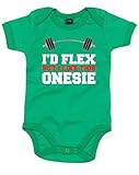 (フレックスをしたいけど、私はこのワンジーが好き。) I'd Flex But I Like This Onesie, プリント　ベビースーツ - グリーン/白/カラートランスファー 12-18 ヶ月