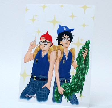 ONIGAWARA×うすた京介 コラボ 「セクシーコマンドー外伝 すごいよ!! マサルさん」風 「すごいよ!! ONIGAWARAさん」 下敷き ONIGAWARA×うすた京介 コラボ 「セクシーコマンドー外伝 すごいよ!! マサルさん」風 「すごいよ!! ONIGAWARAさん」 下敷き