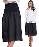 Sweet Mommy マタニティ スカート プリーツ コットン ウエストリブ ブラック L