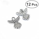 ROSENICE 翼ガーディアン天使チャームビーズペンダントジュエリー12個を作る（シルバー）