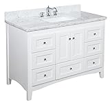 Kitchen Bath Collection KBC388WTCARR Abbey Bathroom Vanity with Marble Countertop Cabinet with Soft 