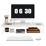 Vinnatsuモニター台 卓上 パソコン台 机上台 コンピューター台 卓上ノートパソコンスタンド ゲーミング 卓上 PCキーボード収納 デスク 棚 木製 モニタースタンド ディスプレイ 台 キーボード 収納 机上 耐荷重15kg 幅20×奥行50×高さ8cm (しろい)