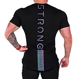 [NORRA] ジムtシャツ ストレッチ 半袖 細身 フィットネス トレーニング 筋トレ スポーツ おしゃれ メンズ 速乾性 吸汗 カジュアル アクティブ Tシャツ ウェア ファッション 反射光を帯びる メンズ tシャツ ブラック M