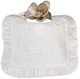 White Silk Dupioni Bib with Ruffles by Little Things Mean A Lot