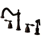 Kingston Brass KB1795TALBS Tudor 8 Inch Center Kitchen Faucet With Brass Sprayer, Oil Rubbed Bronze,