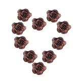 Fityle 全11色10個 人工造花 バラ 結婚式 装飾品 フラワー 7cm 結婚式 花部分のみ 家庭/オフィス/店舗 - 褐色