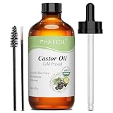 PHATOIL 【USDA認定】冷圧100%純粋ひまし油 118ml キャスターオイル ヒマシ油 ボディオイル ヘキサンフリー 天然 保湿 ブラシ付き